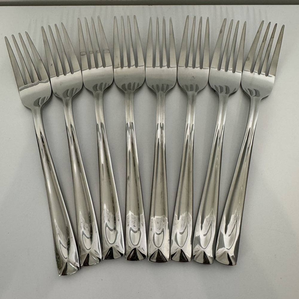 Oneida LINCOLN Glossy Stainless Flatware Set of 8 Salad Forks